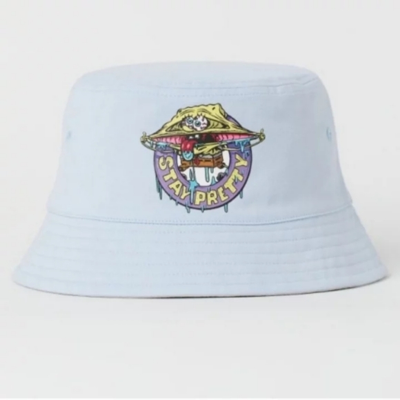 NWT Sponge-Bob REVERSIBLE BUCKET HAT cap and free socks mens womens unisex - Picture 4 of 4